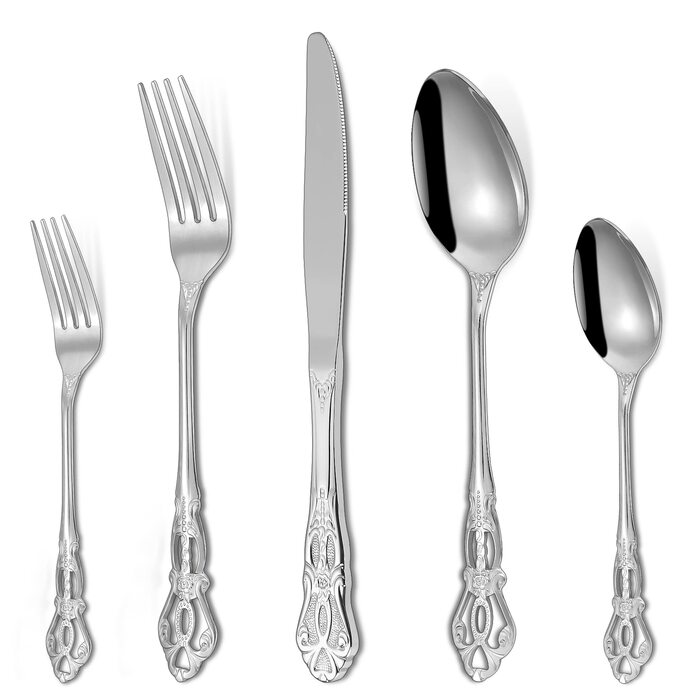Набір столових приборів 20 предметів Vintage Palast з нержавіючої сталі на 4 особи, поліровані, для посудомийної машини, сріблясті