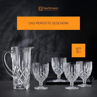Nachtmann 5-Piece Jug Set, 1190 ml Pitcher with 4 Universal Glasses 350 ml each, Noblesse, 102387, Crystal Glass Gift Set, Dishwasher-Safe