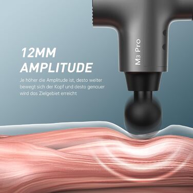Масажер OPOVE M3 Pro 2 - професійний масажний пістолет з LED-дисплеєм, 2500 обертів/хв для зняття м'язового болю, чорний/сірий
