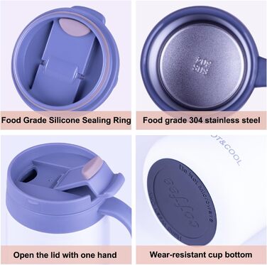 Термокружка з нержавіючої сталі 500 мл з кришкою та ручкою, подвійні стінки, вакуумна ізоляція, для подорожей та кемпінгу