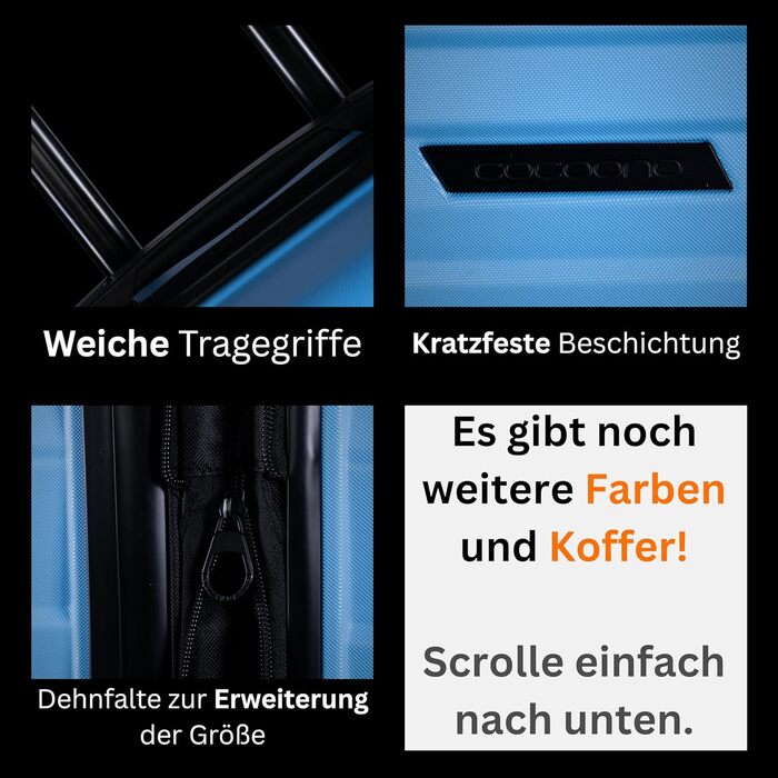 Валіза Cocoono Hartschalenkoffer XL блакитна – 95-104 л, 8 коліс, ABS, TSA, телескопічна ручка