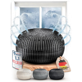 Зволожувач повітря Flow без струму до 25м² [НОВА ФОРМУЛА] - абсорбер вологості для комфортного мікроклімату, 450г гранул, чорний