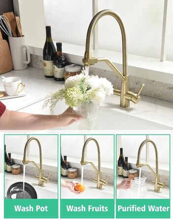 Змішувач кухонний з висувною лійкою 360°, з гальванічним покриттям 