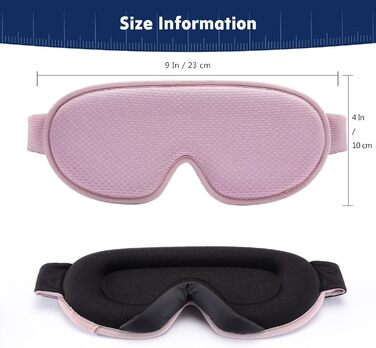 Маска для сну Aosun 3D для тих, хто спить на боці, оновлена версія 2025, повна світлоблокація, дихаюча тканина, регульована гумка, навушники, для подорожей, офісу, йоги (Рожева)