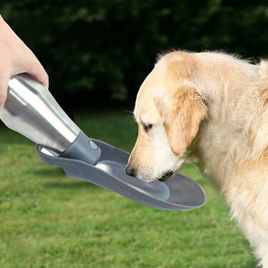 Водяна пляшка для собак ZoneYan 750 мл з нержавіючої сталі, портативна, витокозахисна, для подорожей, парків, кемпінгу, походів (сіра)