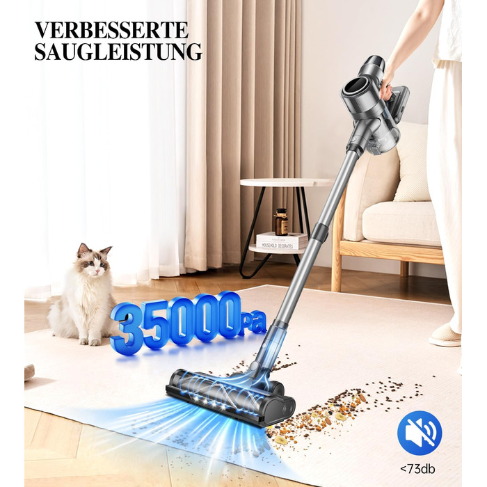 Бездротовий акумуляторний пилосос - вертикальний, без мішка, для тварин та килимів. Вертикальний пилосос з зарядною станцією