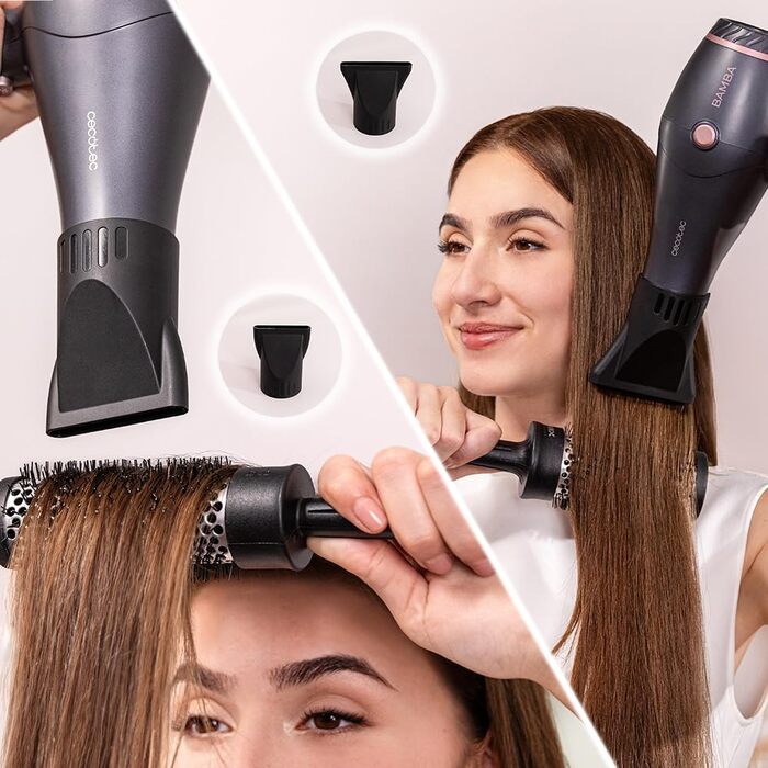 Фен Cecotec Bamba IoniCare Harmony, 2600W, регулювання температури та швидкості, технологія HairCare, іони, 1.8м, 2 насадки, холодний струмінь, сірий