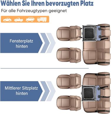 Автомобільний лежак для собак 44x40x40 см – міцний лежак з ременями безпеки та сіткою, знімний кошик для собак на заднє сидіння, водонепроникний та зручний