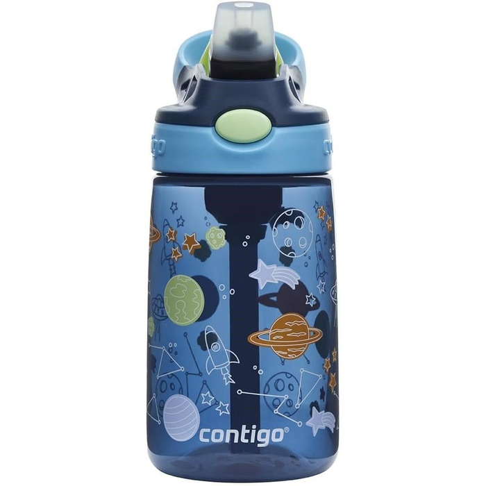 Contigo Kinder Easy Clean Autospout Sippy Cup with Straw, BPA-Free Durable Water Bottle, 100% Leak-Proof, Easy to Clean, Ideal for Daycare, Preschool, School, and Sports, 420 ml (Blueberry Cosmos, Plastic)