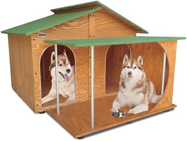 Будка для собак LEGNO з верандою, XXXL, з подвійним входом, з масивного дерева, Made in Italy