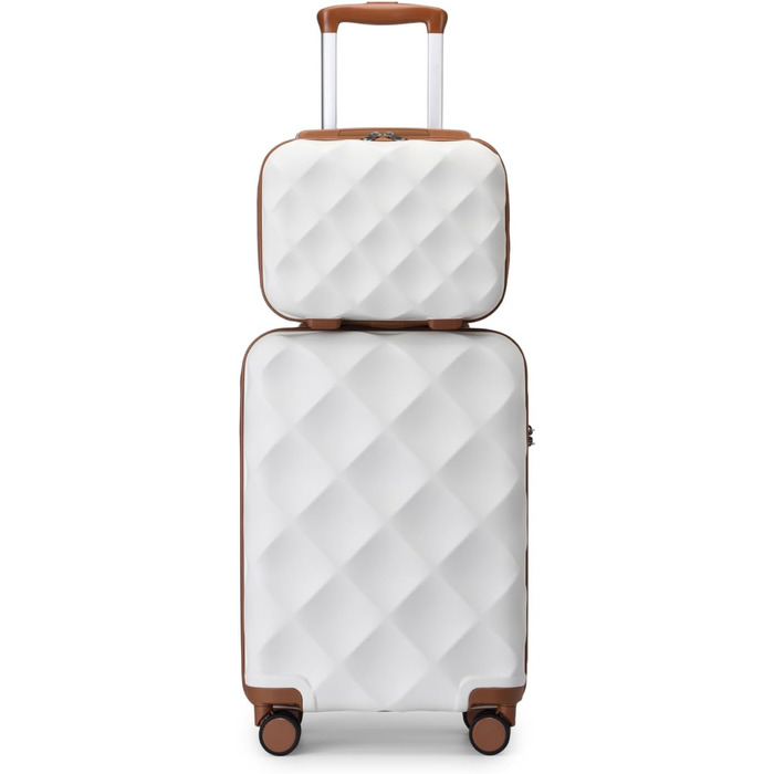 Чемодан British Traveller Mittelgroßer, 64x43x26.5 см, ABS+PC, TSA-замок, 4 колеса, Кремовий (2 шт.)