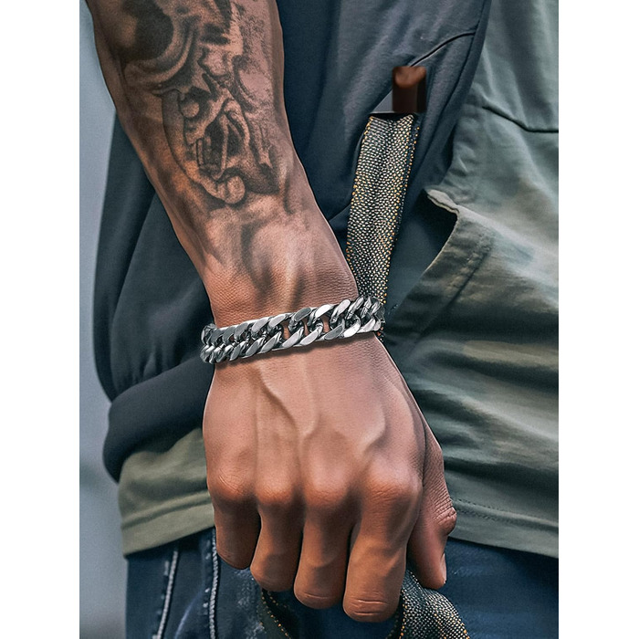 Чоловічий браслет Richsteel з нержавіючої сталі сріблястого/золотого/чорного кольору, ширина 12 мм, довжина 21 см, кубинський ланцюг, для подарунка