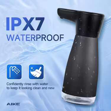 AIKE Automatic Soap Dispenser, Stainless Steel, 420 ml Rechargeable Soap Dispenser with USB Magnetic Connector, Soap Dispenser for Kitchen and Bathroom, IPX7 Waterproof
