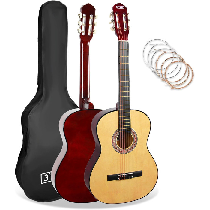 Класична гітара 3rd Avenue 4/4 з нейлоновими струнами, повний розмір, стартовий набір – блакитний (натуральний)