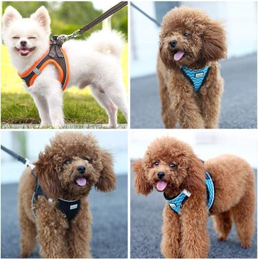 Нашийник для собак з повідком Anti-Pull, світловідбиваючий, для маленьких собак, кошенят, тварин (M, Чорний)