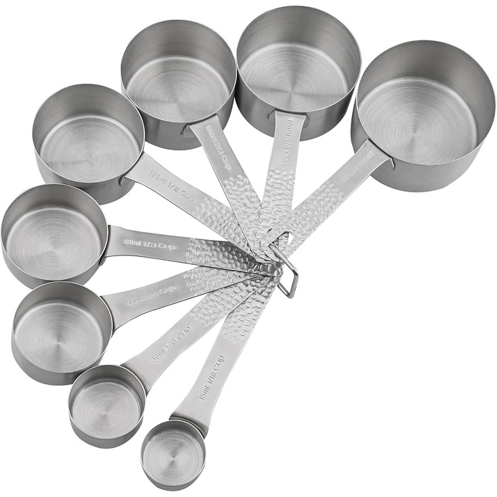 Smithcraft Measuring Cup Set, 8-Piece Dry Measuring Cup Set, 18/8 Stainless Steel Measuring Cups for Baking, Metal Kitchen Measuring Cups with 1/16, 1/8, 1/4, 2/3, and 3/4 Measuring Cups, Cooking Utensils