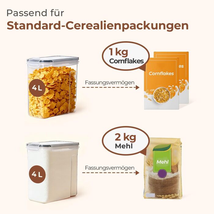 Герметичні контейнери ComSaf для зберігання продуктів 2.5л (6 шт) + 4л (4 шт) - для круп, мюслі, спагеті, кухонний органайзер з етикетками