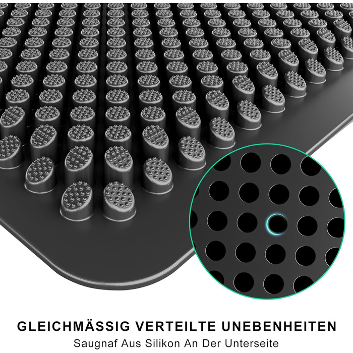 Килимок для дому та вулиці Fowooyeen, силіконовий, 43 x 76 см, чорний, неслизький, миючий