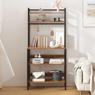 Стелаж для кухні SogesHome 5-ярусний, з гачками, 80x40 см, вінтаж