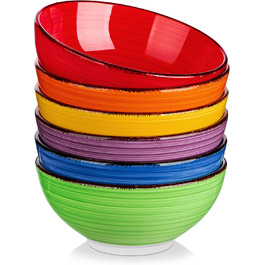 Vancasso Soup Bowls, Stoneware, BONITA 6-Piece Bowl Set, Salad Bowl, Pasta Bowls, Bowl Set, Multicolor