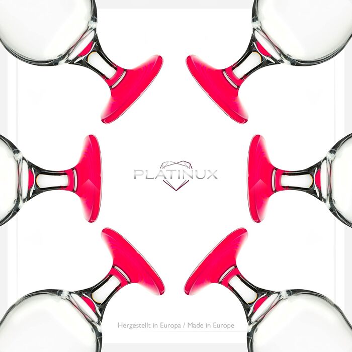 Набір келихів для коктейлів PLATINUX 6 шт, 400 мл (рожеві) - Longdrink, Hurricane, для вечірок