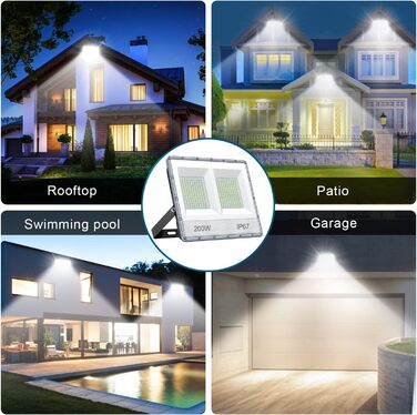 LED прожектор YIQIBRO для вулиці 50Вт, 2шт, 5000Лм, 7000K холодне біле світло, IP67 водонепроникний, зовнішнє освітлення для саду, гаража, двору, тераси