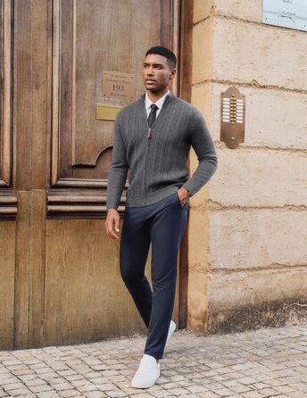 Кардиган чоловічий PJ PAUL JONES на блискавці з коміром-стійкою, в'язаний, колір темно-сірий, розмір M