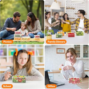 Набір контейнерів для зберігання продуктів з кришкою, 30 шт. (15 контейнерів + 15 кришок), набір харчових контейнерів, не протікають, BPA-free, для Meal Prep