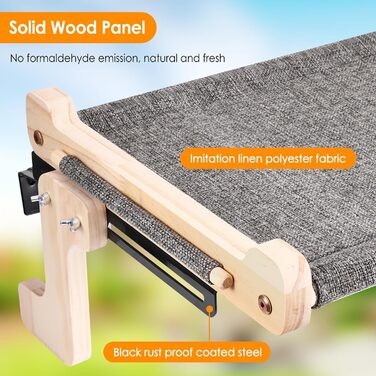 Підвісне ліжко для котів на підвіконня, 45x36 см, міцне, до 40 кг, з тканини льон