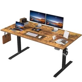 Регульований стіл Agilestic 160x80 см: електричний, з пам'яттю, ергономічний, для комп'ютера, коричневий