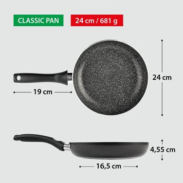 Сковорода антипригарна GadHome 20 см, чорна | Для індукційних плит | Алюмінієва сковорода з ергономічною ручкою | Без PFOA для здорового приготування | Можна мити в посудомийній машині