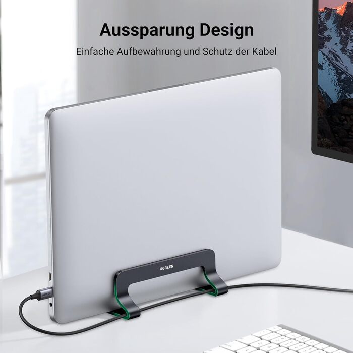 Підставка для ноутбука UGREEN з алюмінію, 3 слоти | Вертикальна підставка для MacBook, iPad, Huawei, Surface, Dell, HP | Чорний