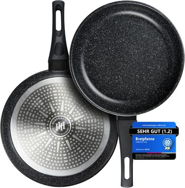 Сковорода HARMONY HUB 28 см з антипригарним покриттям – індукційна сковорода з індикатором нагріву, для всіх типів плит, довговічна, без PFOA, чорна