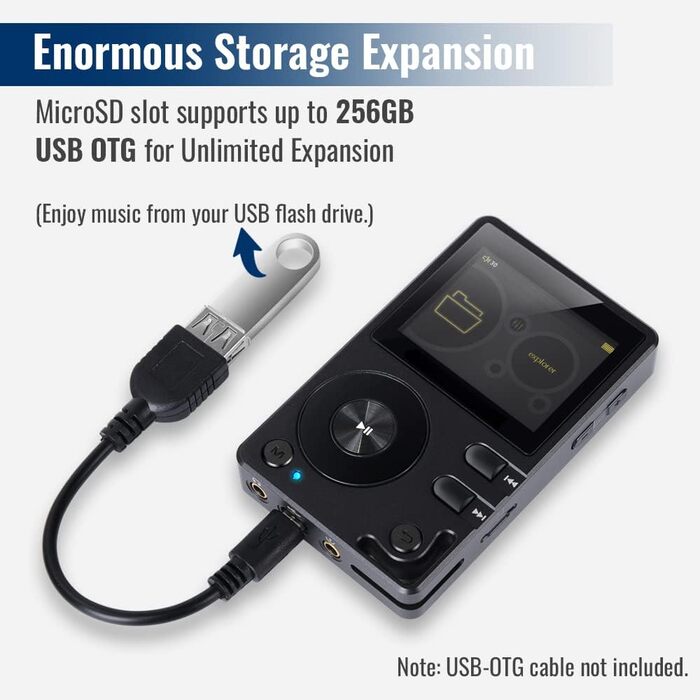 Портативний аудіо плеєр HiFi H2 з Bluetooth, DSD DAC, OTG, підтримкою до 256GB, без втрати якості, 32GB картки пам'яті