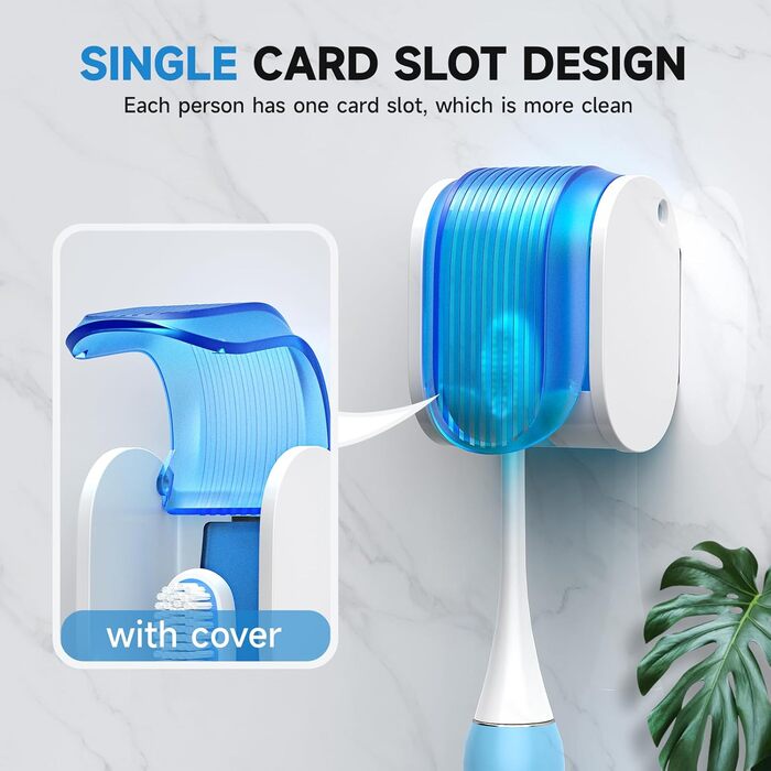 Bathroom Toothbrush Holder 【Upgraded Single Slot Design】 Wall-Mounted Toothbrush Holder with Cover, Moisture-Resistant and Dust-Proof, Toothbrush Organizer for Shower, Family, and Travel