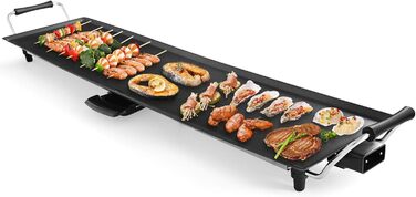 GOPLUS Electric Grill 1800W, Teppanyaki Grill Plate with Non-Stick Coating, Table Grill including Adjustable Thermostat and Removable Grease Tray, Large Grilling Surface for BBQ/Party, 90 x 23 cm