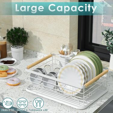 Dish Drying Rack, Dish Basket, Dish Drying Rack, Dish Drainer, Dish Drying Rack for Kitchen Counter Sink Organizer (White)
