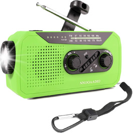 Радіо Solar-Radio з ручним приводом, AM/FM, погода, ліхтарик, SOS-сигнал, акумулятор 2000 mAh, Powerbank, роз'єм для навушників - для надзвичайних ситуацій та активного відпочинку (зелений)