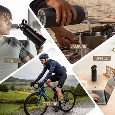OneTigris Stainless Steel Water Bottle, 0.9L High Capacity, Insulated Sports Bottle for Cycling, Camping, Yoga, Gym, Softair, 32OZ (Camo Black)