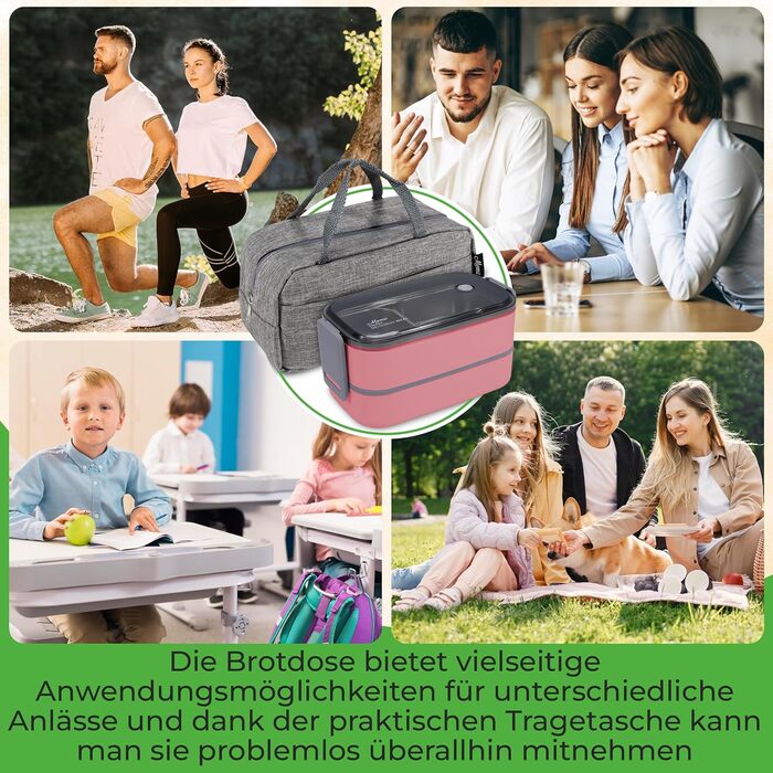 Ланчбокс преміум для дорослих та дітей: сталевий ланчбокс з відділеннями, блідо-рожевий