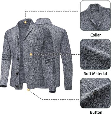 Чоловічий в'язаний пуловер з коміром-стійкою, однорядний, стильний в'язаний жакет для осені та зими (темно-сірий, S)