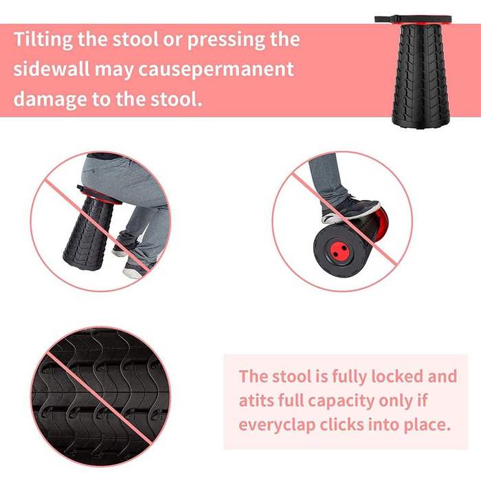 Складаний стілець JUVEL Upgraded - портативний, телескопічний, до 180 кг, регульована висота 6.5-45 см, легкий, для дому та відпочинку на природі (Блакитний)