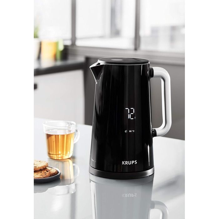 Krups Smart'n Light Kettle, 5 Temperatures, 1.7 Liter Capacity, Stainless Steel Interior, Double-Walled, Black, BW801810