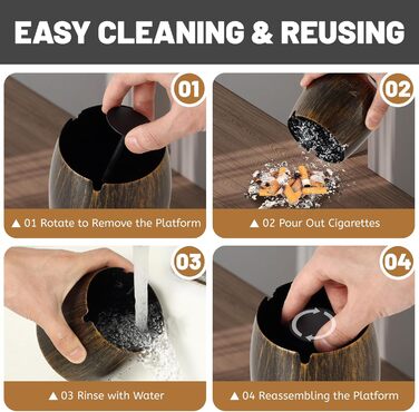 Набір ашеновічників для вулиці 2 шт., нержавіюча сталь, ретро дизайн, з кришкою, для внутрішнього та зовнішнього використання, вітрозахисний, з неслизьким дном, для саду, бару та балкону