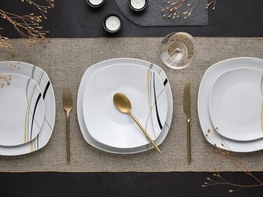 CreaTable Серія Square City Line: 12-piece посудовий сервіз на 6 осіб з порцеляни (18 предметів)