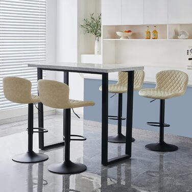 JaHECOME Faux Leather Bar Stools Set - Adjustable Height, 360° Swivel, Padded Seat for Bar, Kitchen, Bistro, Counter, Dining Room & Cafe (2, PU Beige)
