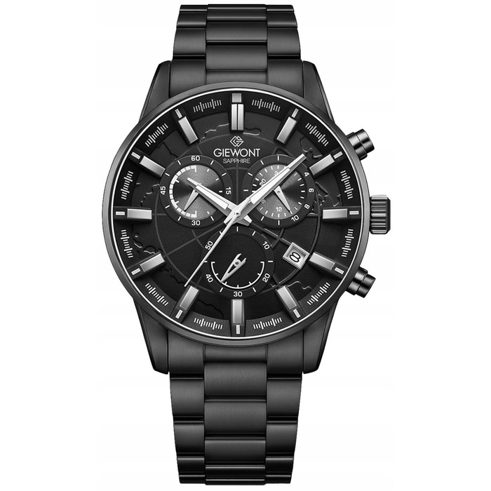 Чоловічий годинник Giewont Chronograph Sapphire, чорний, GW4580-B1