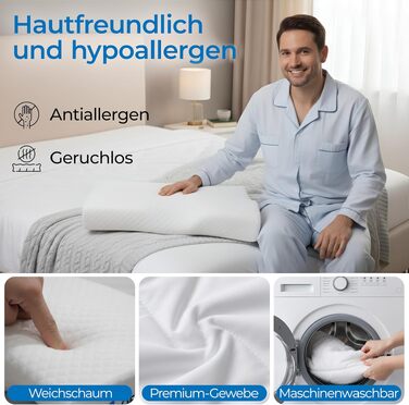 Ергономічна подушка для сну на боці з ефектом пам'яті (Memory Foam), біла