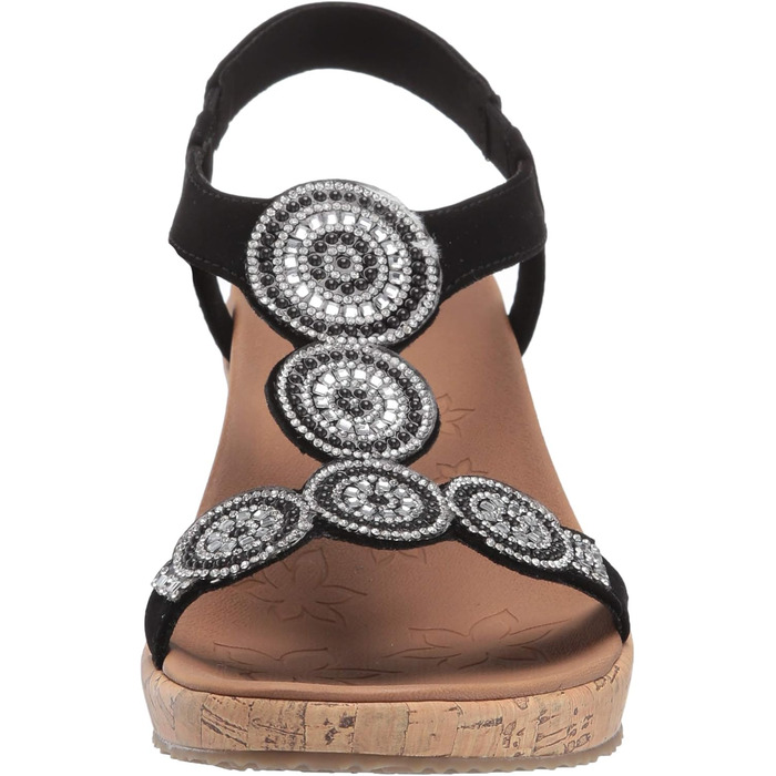 Босоніжки жіночі Skechers Beverlee Date Glam на танкетці, чорні (40 EU)