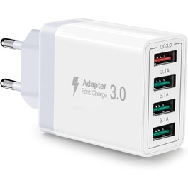 Зарядний пристрій USB-C 65W з кабелем, GaN 4-портовий швидкий заряд для MacBook, iPad, iPhone 15/16 Pro Max, Galaxy S23/S24 (2м USB-C - USB-C, білий)